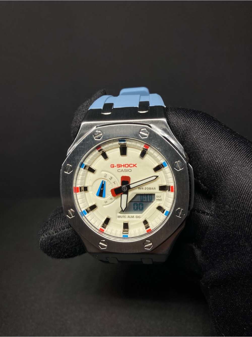 Custom G Shock Blue and Tan GMA 2100